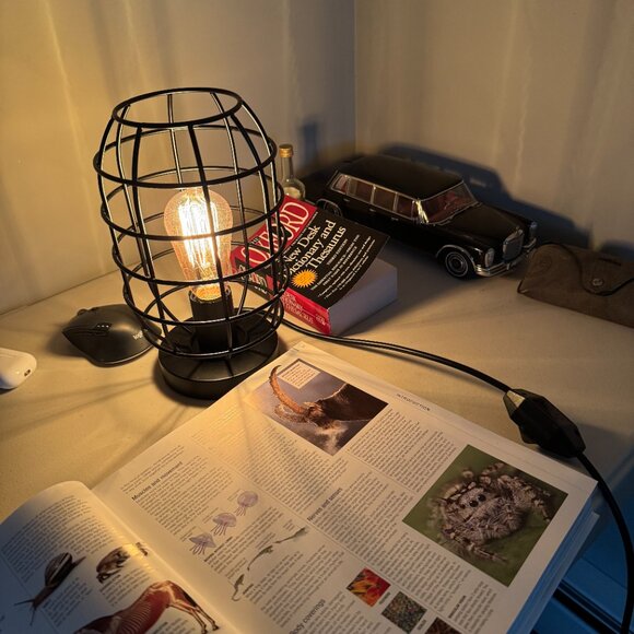 Industrial Table Lamp, Vintage Edison Desk Lamp with Plug in Cord Dimmer Switch - Picture 2 of 7